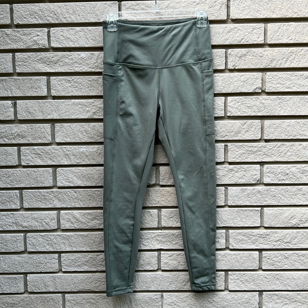 Danskin High Rise, Cropped, Workout Leggings - Sage Green - Size S